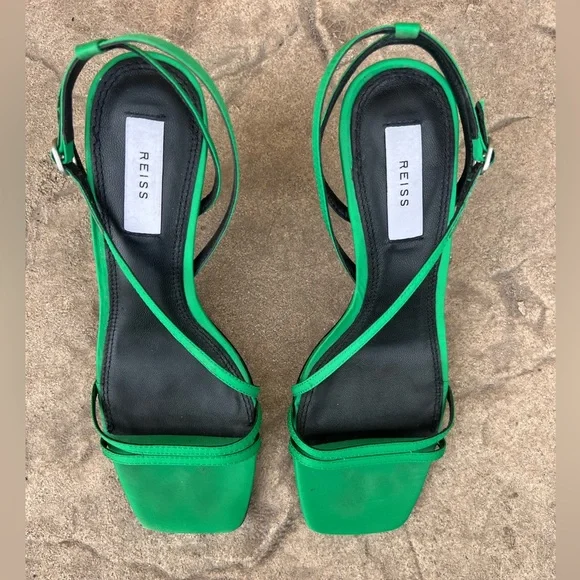 Reiss Bali Emerald Green Midi Heels Strappy Sandals size EU 38 - Picture 5 of 16